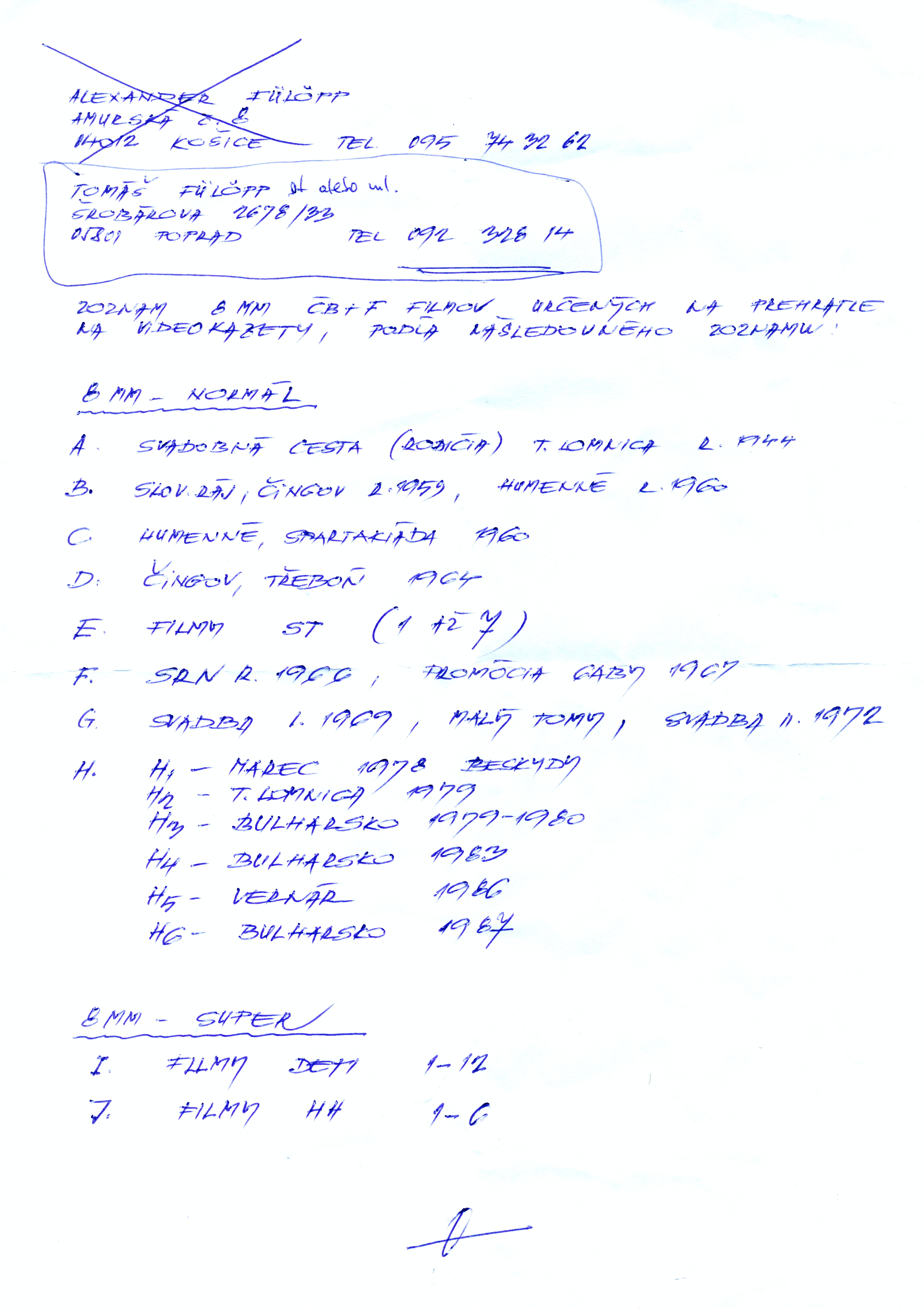 Original notes (Tomáš Fülöpp Sr.)